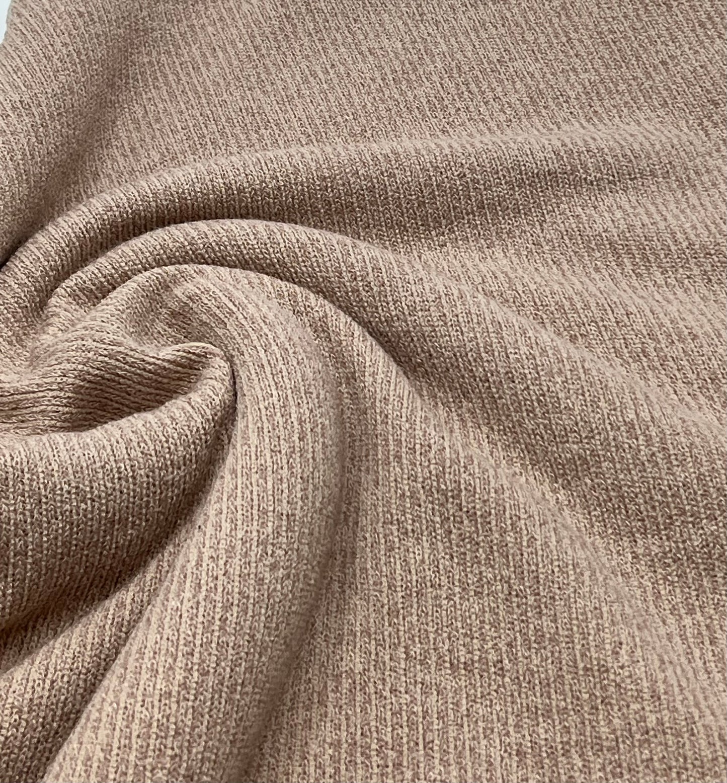 Stone Soft Brushed Cosy Fine Rib Stretch Fabric