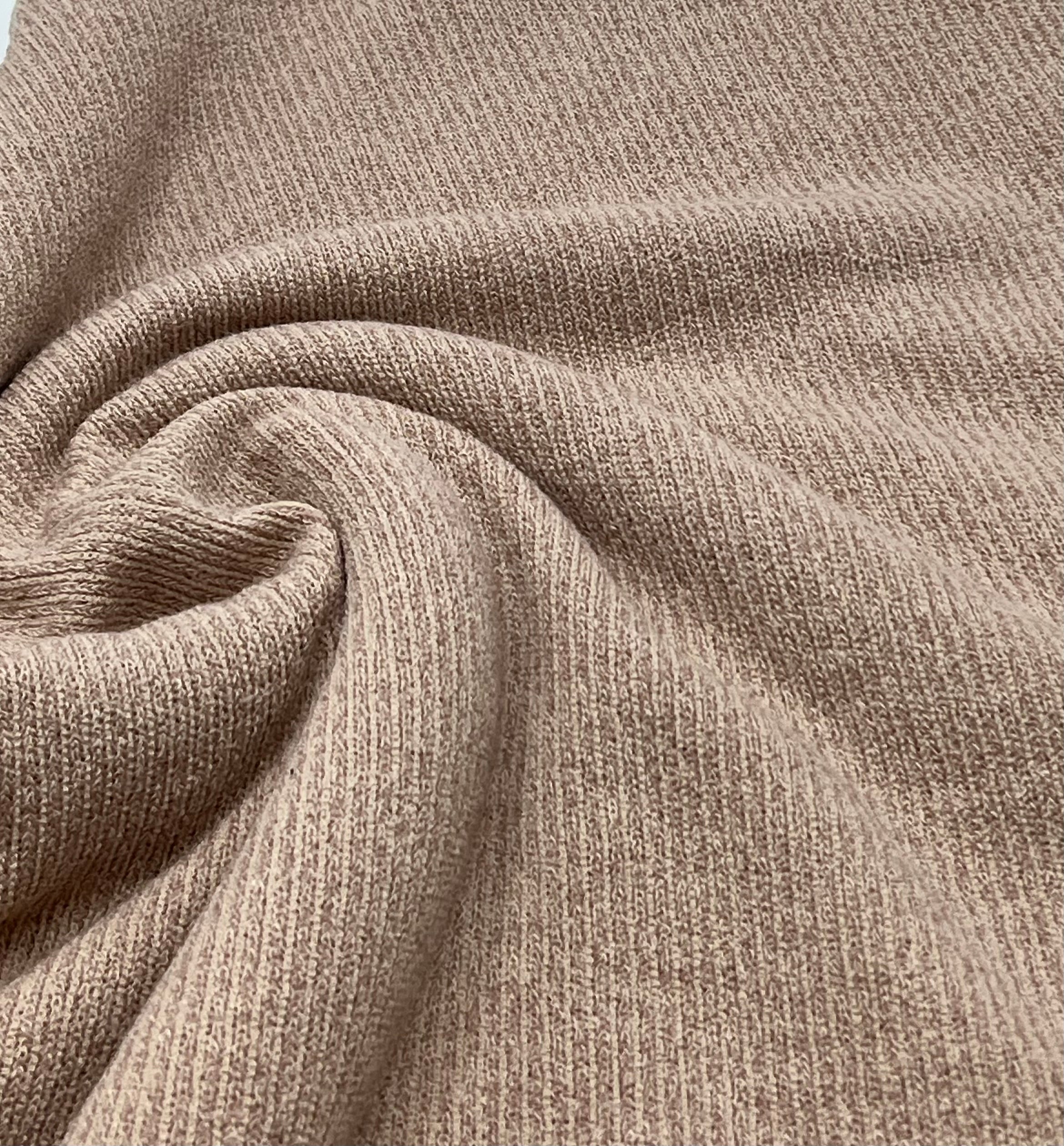 Stone Soft Brushed Cosy Fine Rib Stretch Fabric