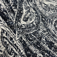 Navy Cream Vintage Paisley Lace Fabric Stretch