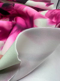 Pink Floral Scuba Foam 3D Mono Jersey Fabric 2 Way Stretch