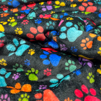 Rainbow Paw Prints Cuddle Fleece Fabric Blanket Loungewear