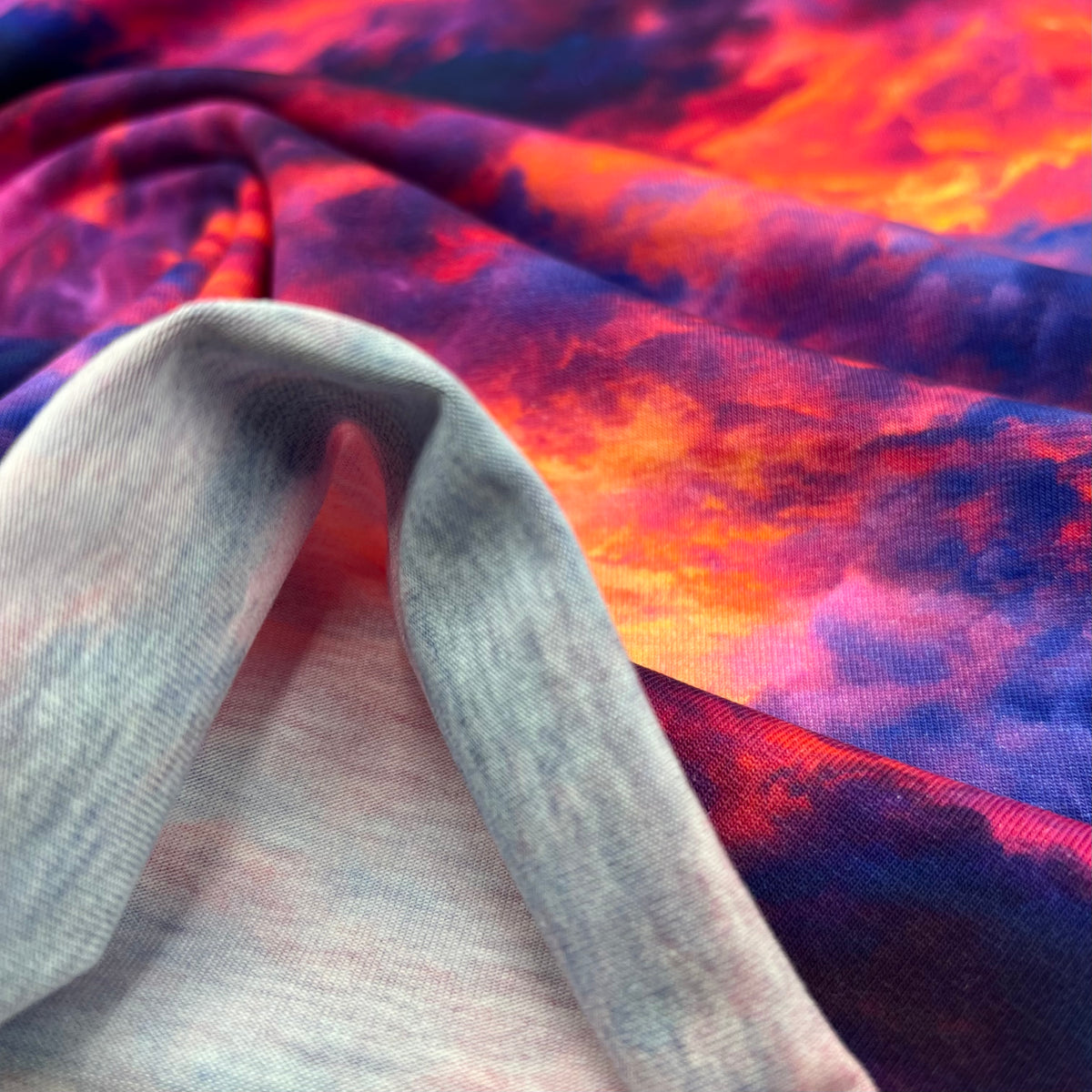 Sunset Clouds Print Cotton Jersey 200 GSM 95/5 Lycra 4 Way Stretch