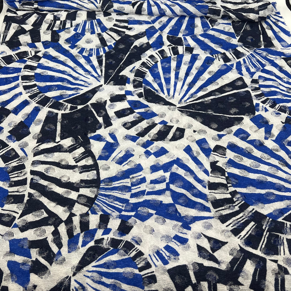 Blue Navy Abstract Lace Fabric Stretch