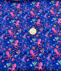 Octopi Print Cotton Stretch Jersey 200 GSM 95/5 Lycra 4 Way Stretch