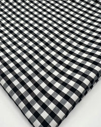 Black Gingham Printed Polycotton 90 GSM 80/20 44 Inch Non Stretch