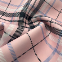 Pink Check Scuba Foam 3D Mono Jersey Fabric 2 Way Stretch