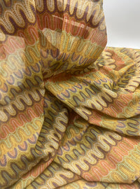Multi Colour Wave Stripe Print Mesh Fabric Stretch