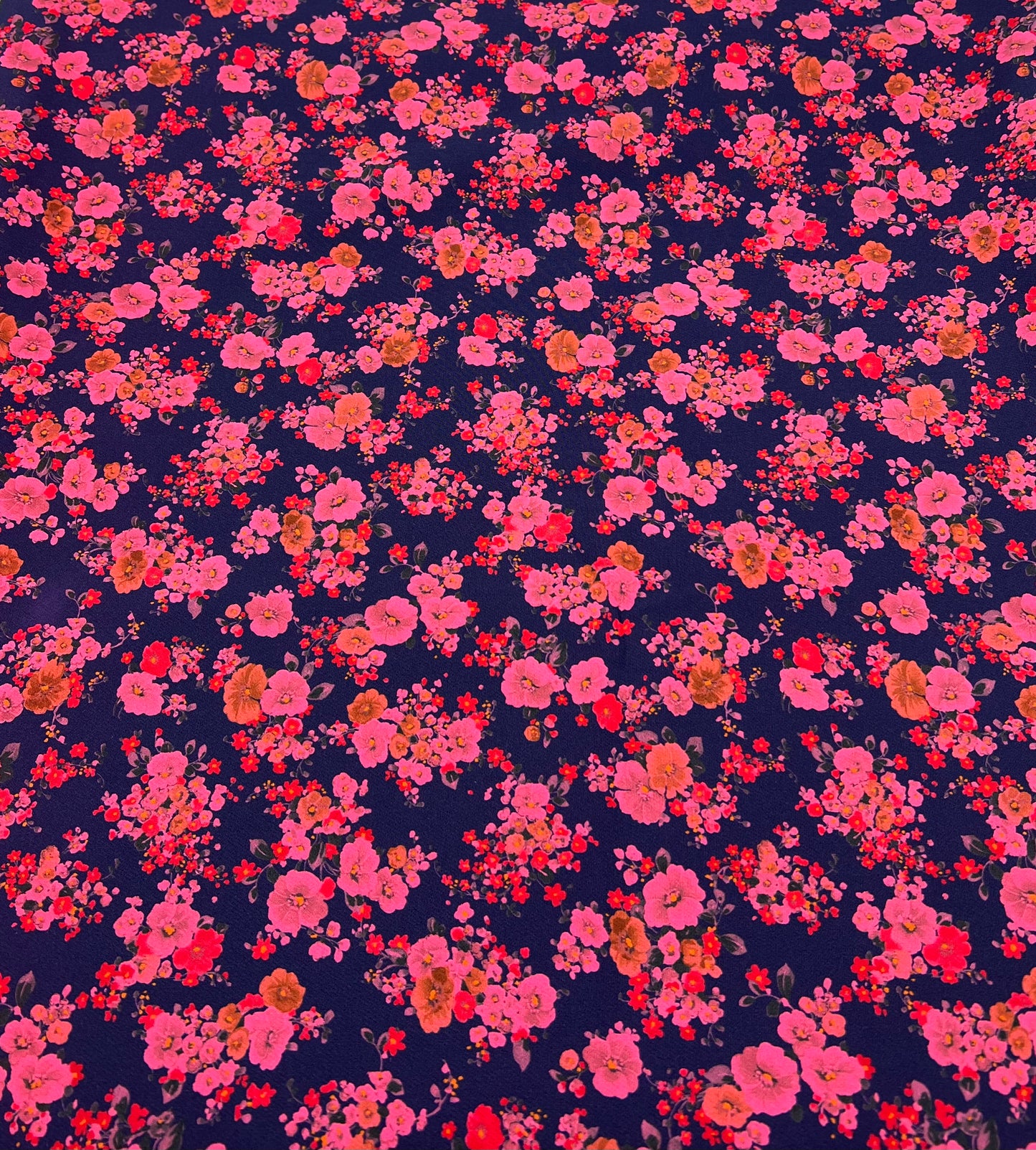 Purple Ditsy Floral Compact Crepe Fabric 2 Way Stretch