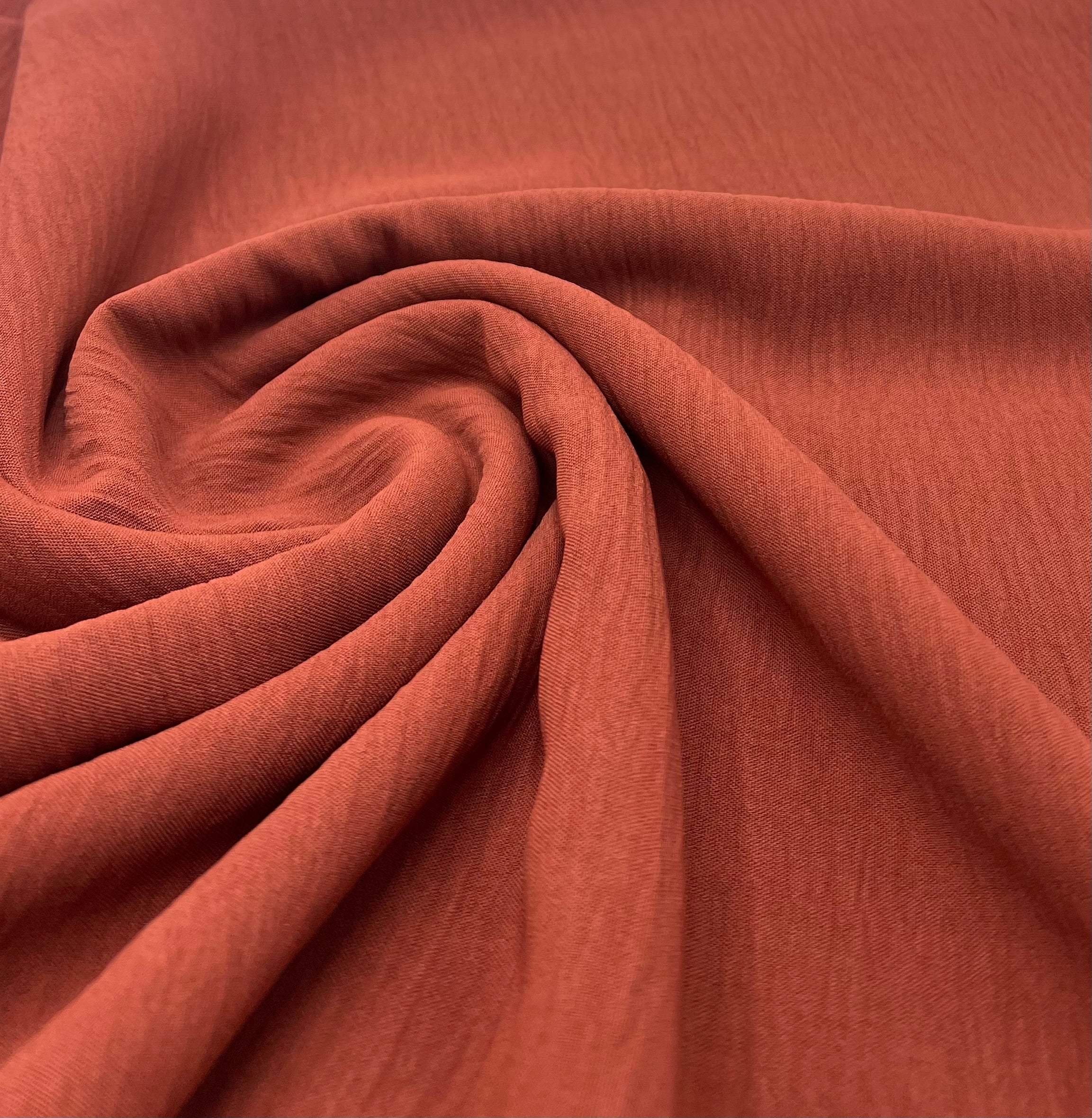 Plain Autumn Brown Ocean Crepe Stretch Fabric Non Stretch