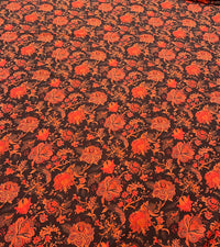 Black Red Floral Lightweight Crepe Fabric 175GSM Non Stretch