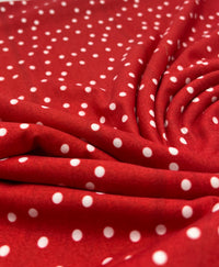 Red Polka Stretch Jersey 220GSM 4 Way Stretch Fabric (Slightly Faulty)