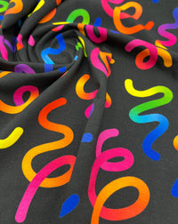 Party Streamers Print Cotton Stretch Jersey 200 GSM 95/5 Lycra 4 Way Stretch
