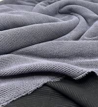 Slate Grey & Black Crinkle Rope Rib Stretch Fabric