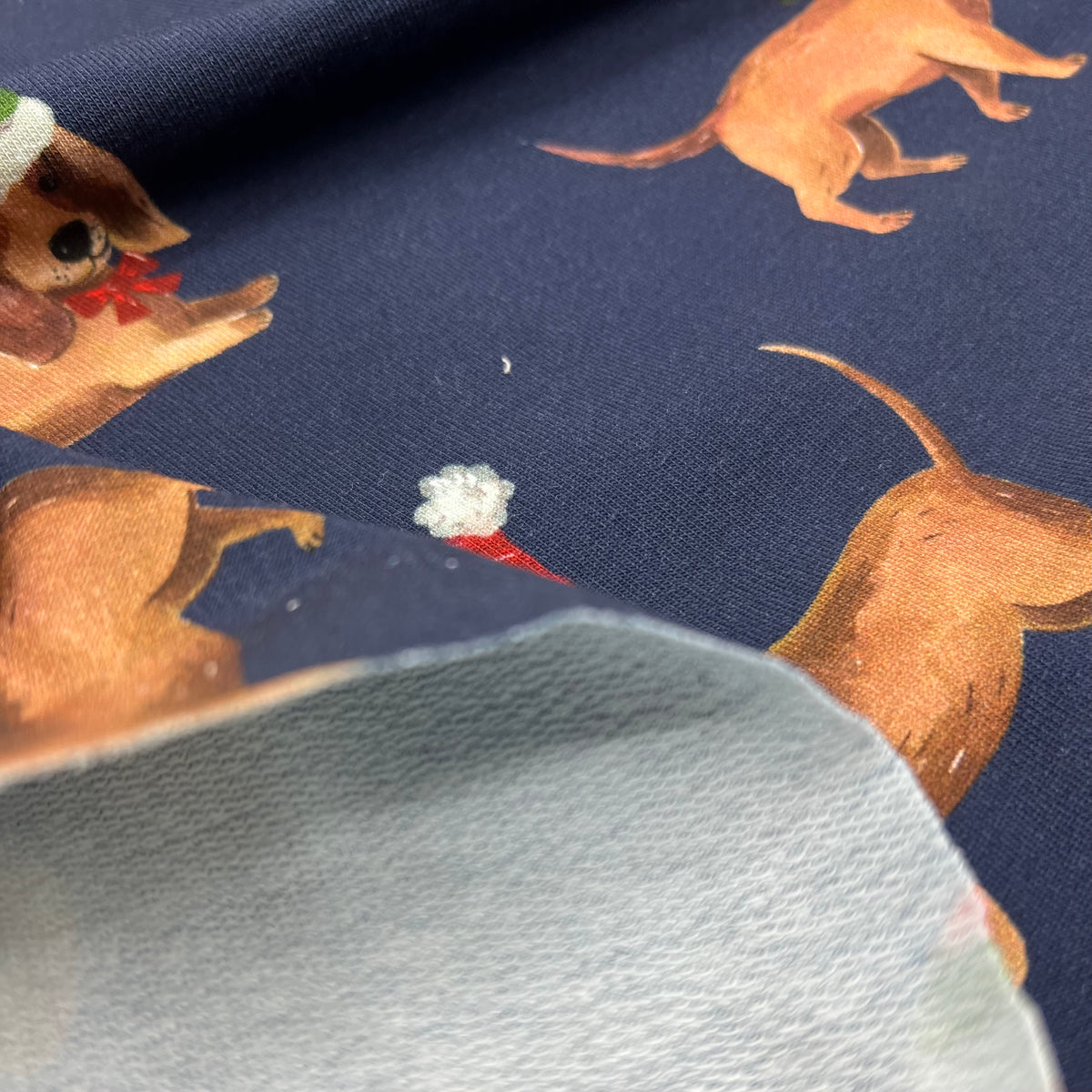 Santa Dogs French Terry Loopback Cotton Jersey Lycra 4 Way Stretch
