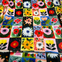 Flower Grid Cuddle Fleece Fabric Blanket Loungewear