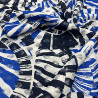 Blue Navy Abstract Lace Fabric Stretch