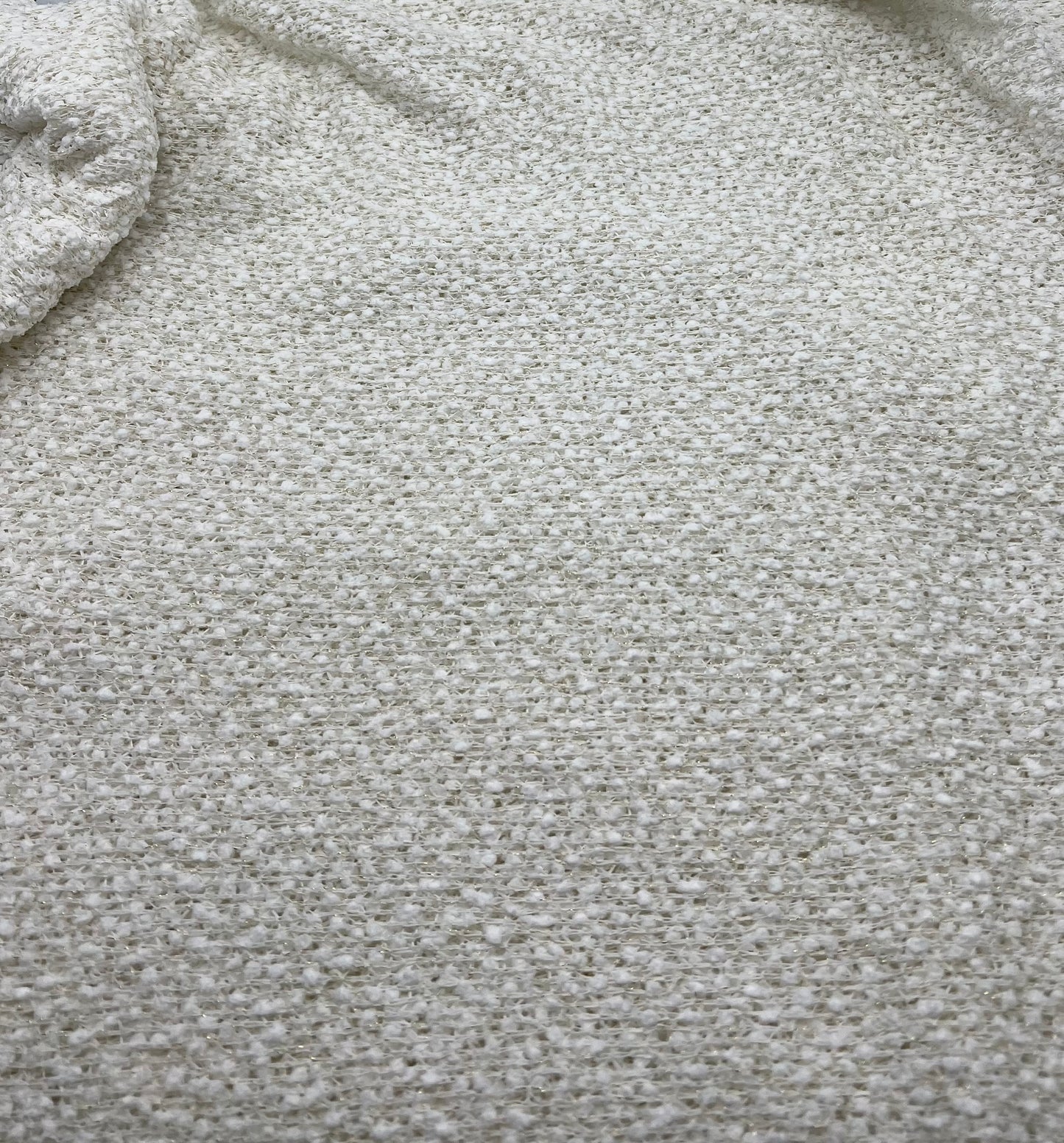 Ivory Boucle Metallic Thread Knit Fabric 2 Way Stretch Fabric