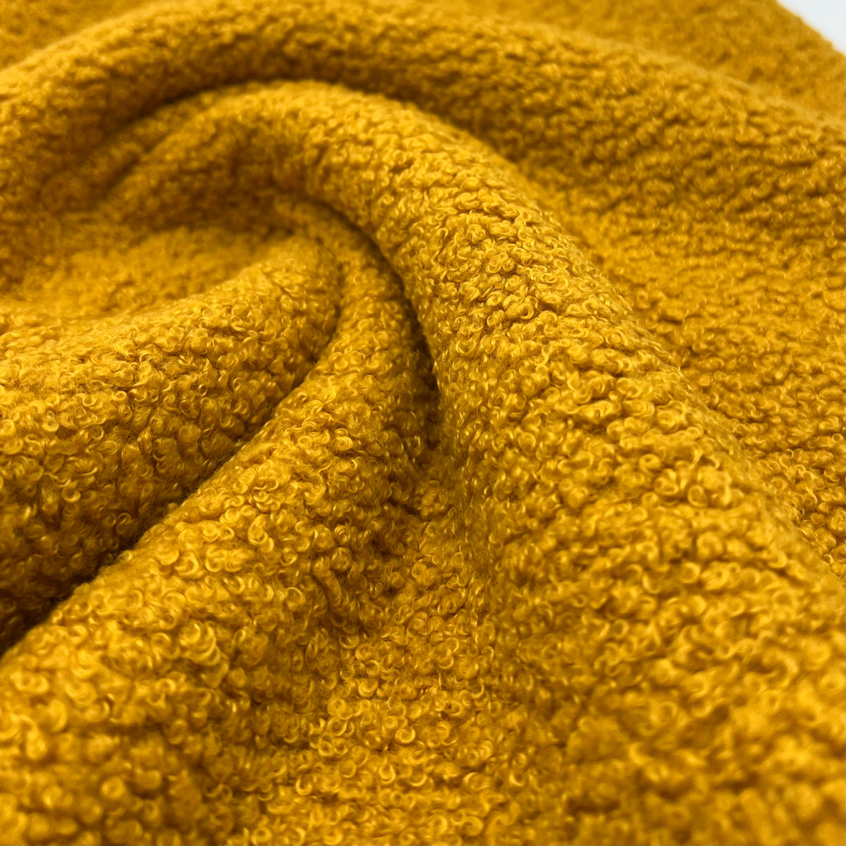 Ochre Mustard Luxury Sherpa Curl Fleece Fluffy Faux Fur Fabric