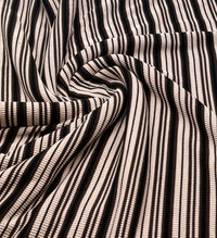 Nude Brown Knitted Horizontal Stripe 2 Way Stretch Fabric