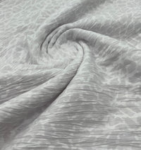 White Animal Crinkled Lightweight Non Stretch Woven Fabric