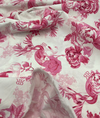 White Pink Floral Lightweight Fabric 130GSM Non Stretch