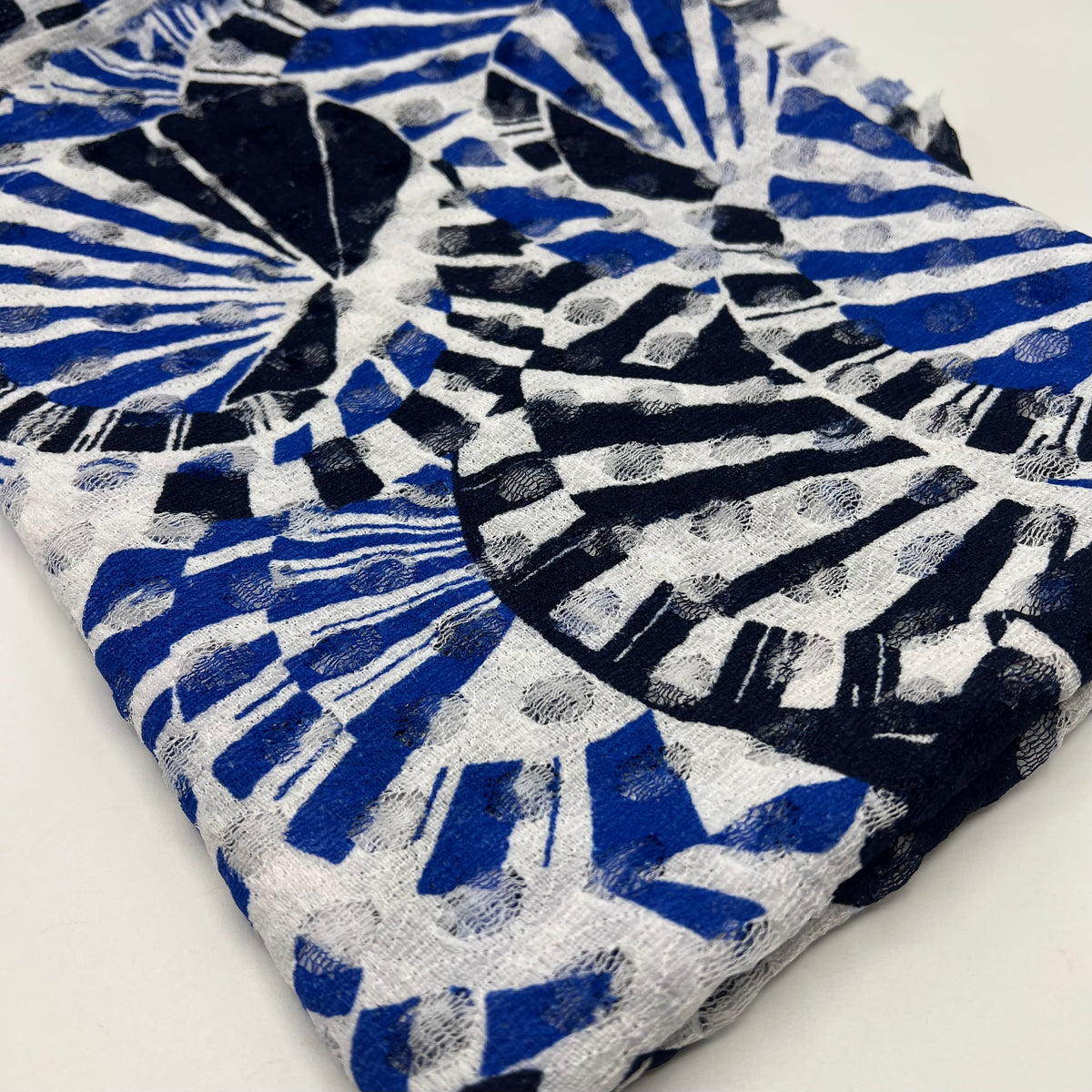 Blue Navy Abstract Lace Fabric Stretch