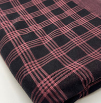 Burgundy Check Jacquard 2 Way Stretch Fabric