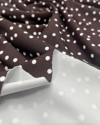 Brown Polka Stretch Jersey 220GSM 4 Way Stretch Fabric