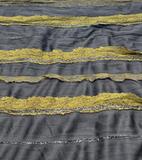 Black Green Ruffle Lace Detail Fabric Stretch
