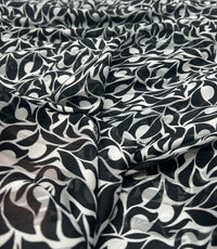 Black Silver Floral Stripe Printed Chiffon Dress Fabric