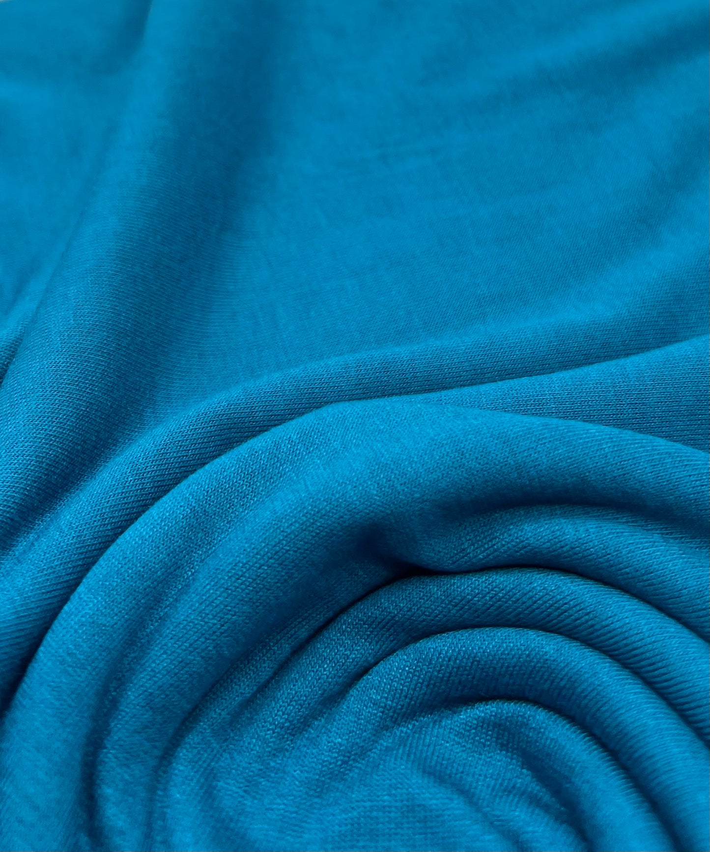 Plain Teal Blue Viscose Elastane Fabric 4 Way Stretch Jersey