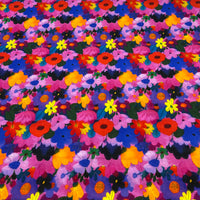 Bright Flowers Floral Print Cotton Needlecord Non Stretch Fabric
