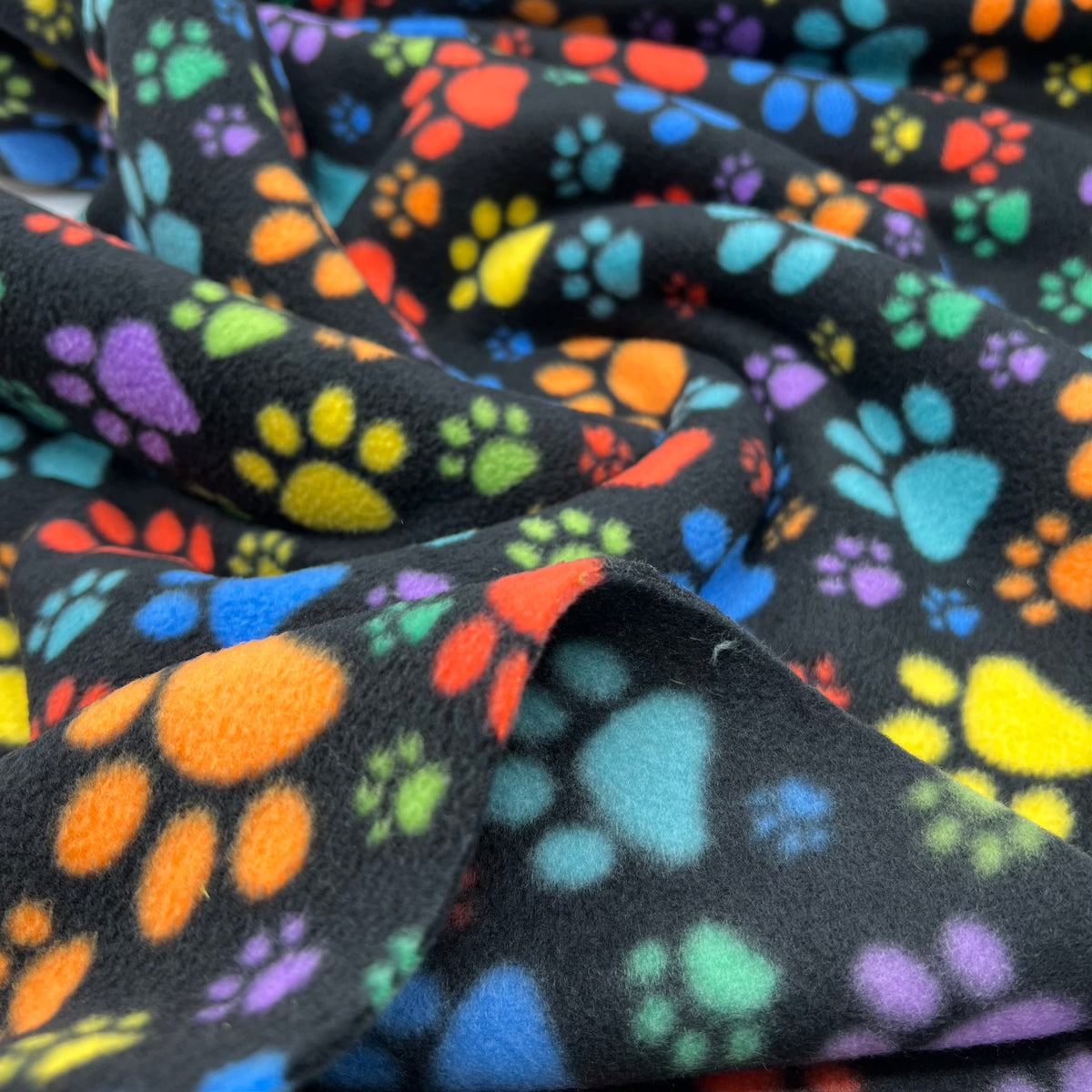 Rainbow Paw Printed Anti-Pil Polar Fleece Fabric Blanket Loungewear