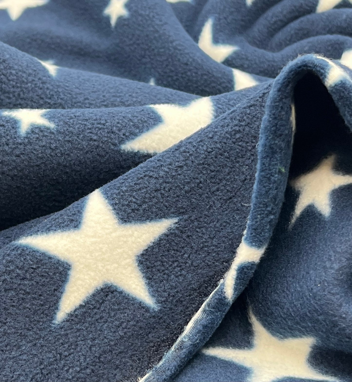 Navy Stars Printed Anti-Pil Polar Fleece Fabric Blanket Loungewear