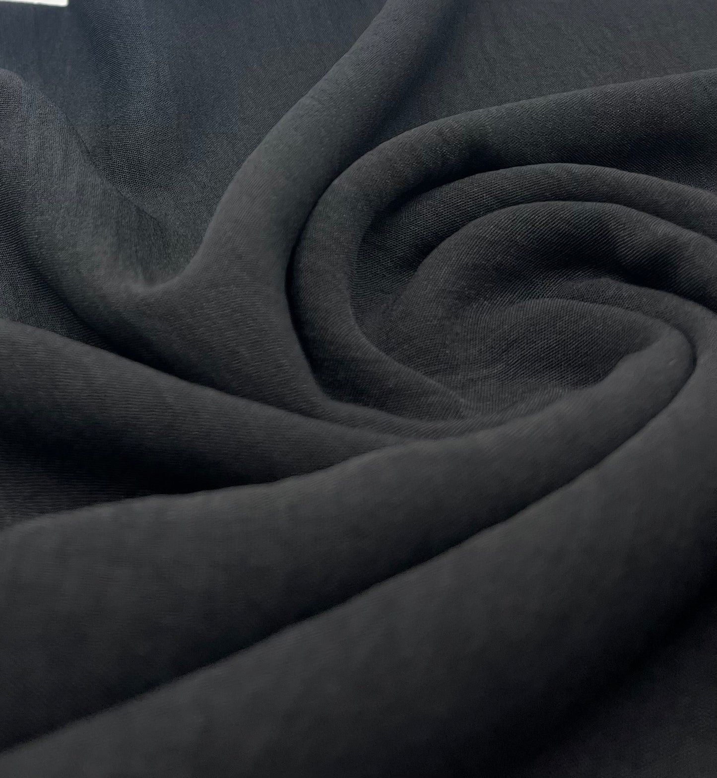 Plain Black Ocean Crepe Stretch Fabric Non Stretch