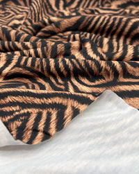 Black Beige Animal Print Spun Poly Stretch Fabric
