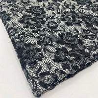 Black Beige Floral Lace Fabric Stretch