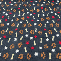 Paw Bone Printed Anti-Pil Polar Fleece Fabric Blanket Loungewear
