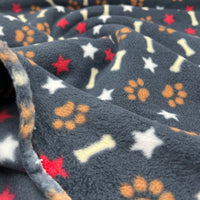 Paw Bone Printed Anti-Pil Polar Fleece Fabric Blanket Loungewear
