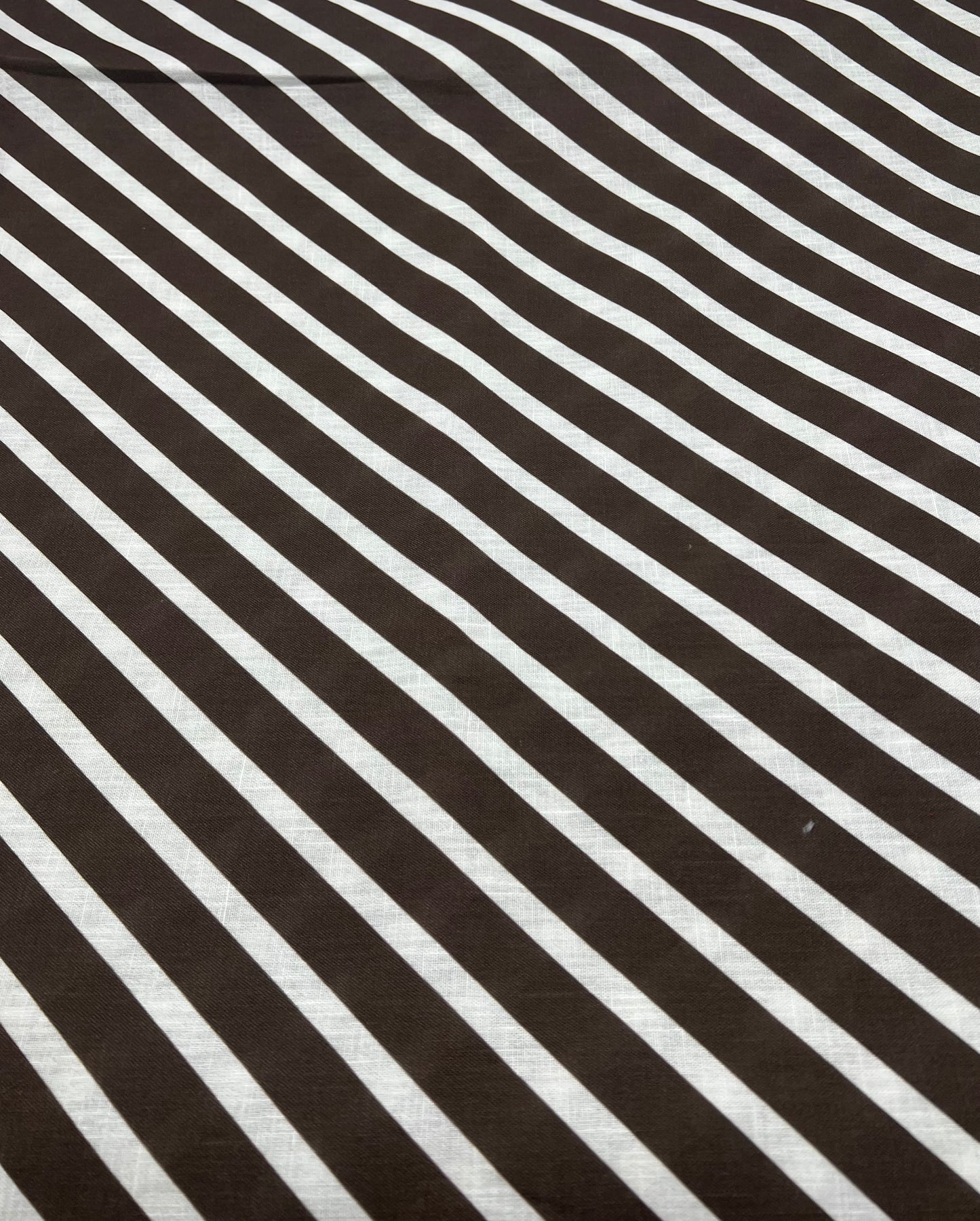 Brown Diagonal Stripe Linen Look Non Stretch Fabric