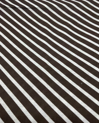 Brown Diagonal Stripe Linen Look Non Stretch Fabric