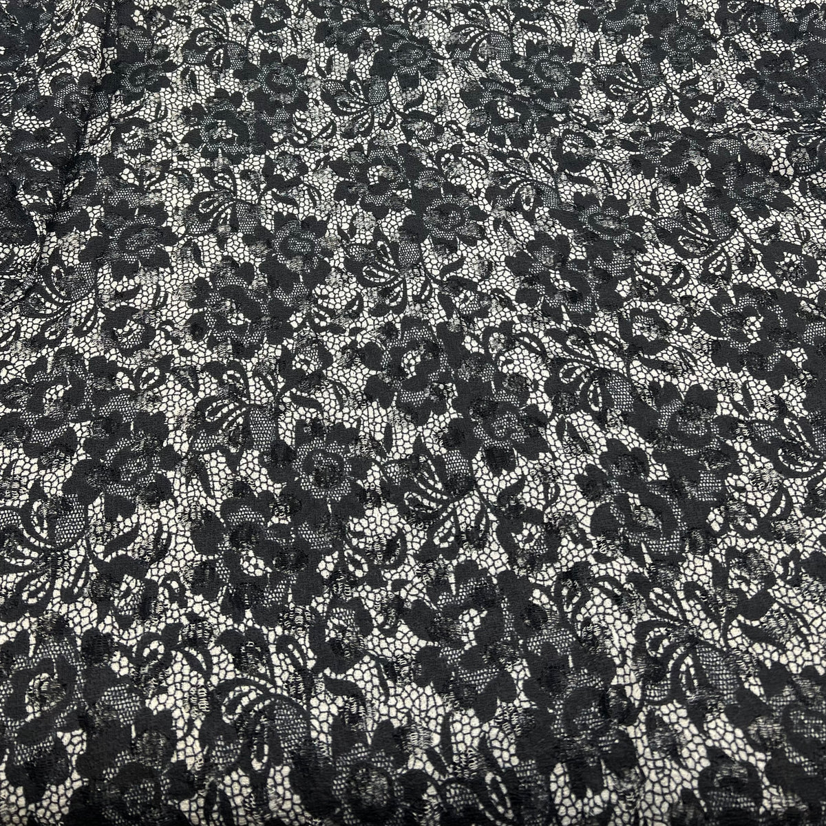 Black Beige Floral Lace Fabric Stretch