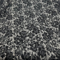 Black Beige Floral Lace Fabric Stretch