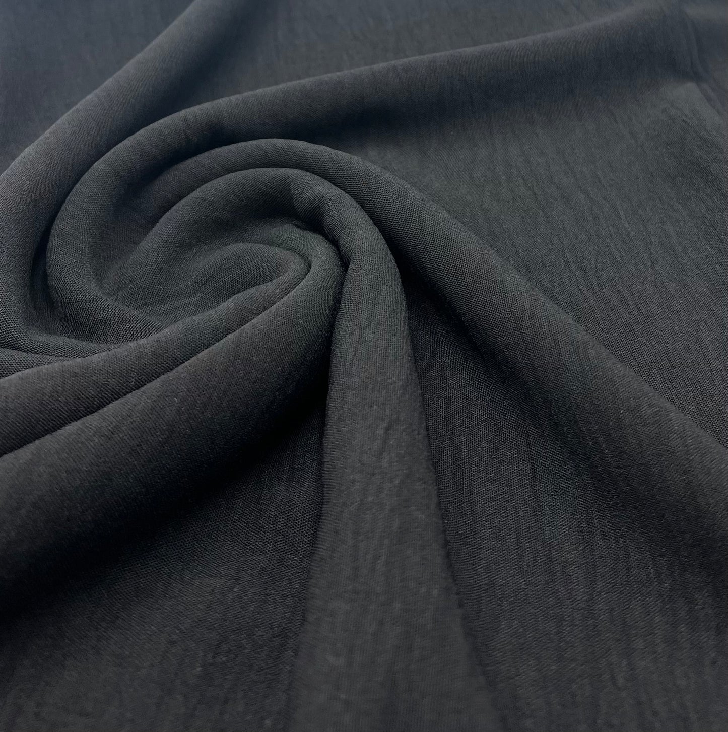 Plain Black Ocean Crepe Stretch Fabric Non Stretch