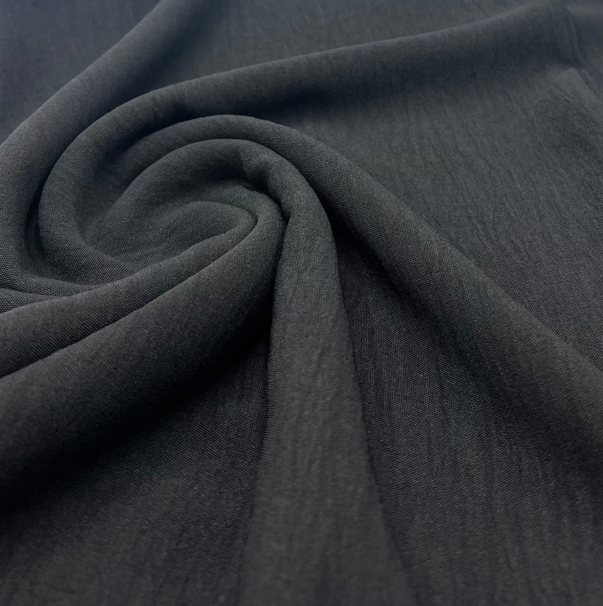 Plain Black Ocean Crepe Stretch Fabric Non Stretch