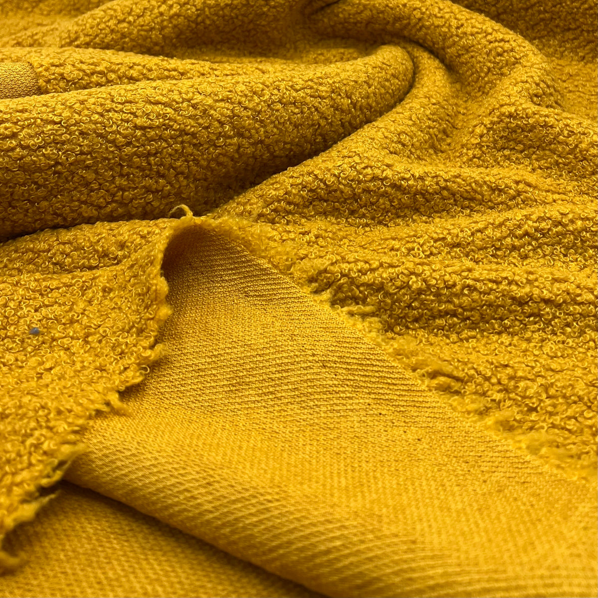 Ochre Mustard Luxury Sherpa Curl Fleece Fluffy Faux Fur Fabric