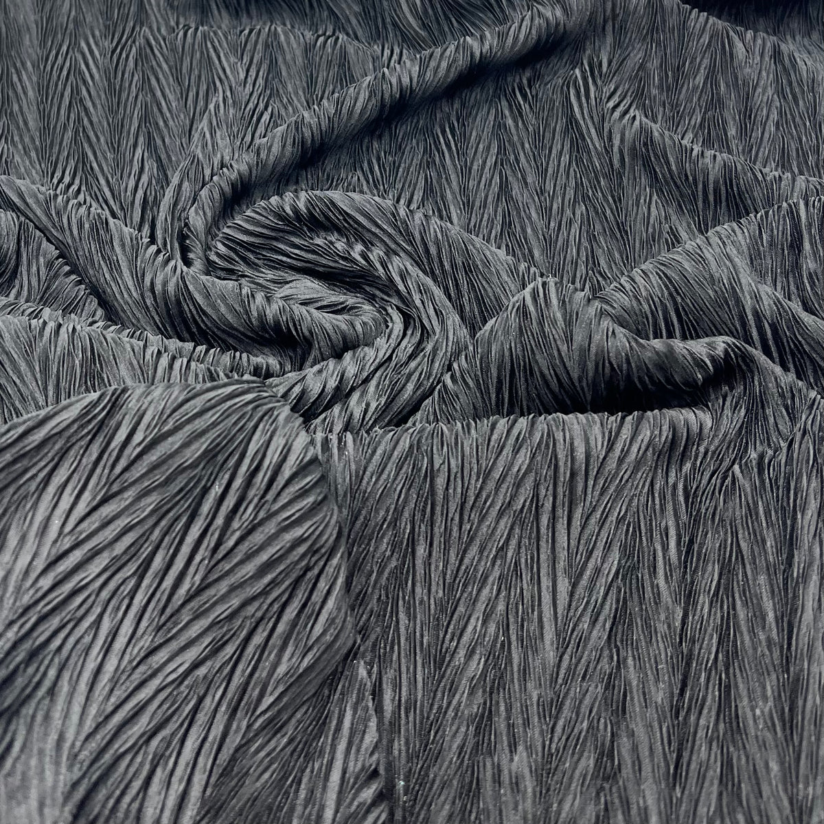 Black Wave Plisse Pleated Stretch Fabric