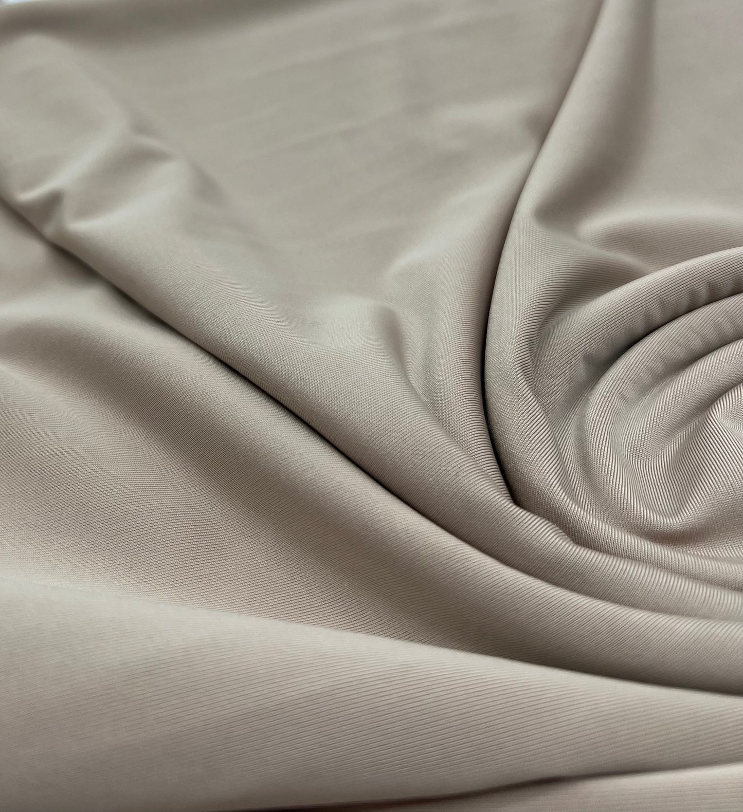 Stone Plain Shiny Soft Touch Slinky 4 Way Stretch Fabric