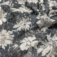 Light Grey Ivory Floral Lace Fabric Stretch