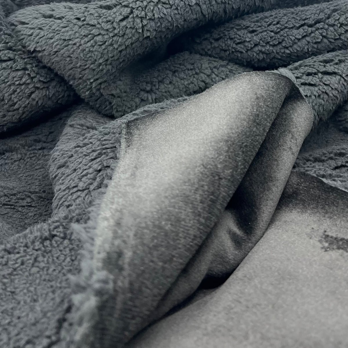 Black Luxury Sherpa Backed Fleece Fluffy Faux Fur Fabric